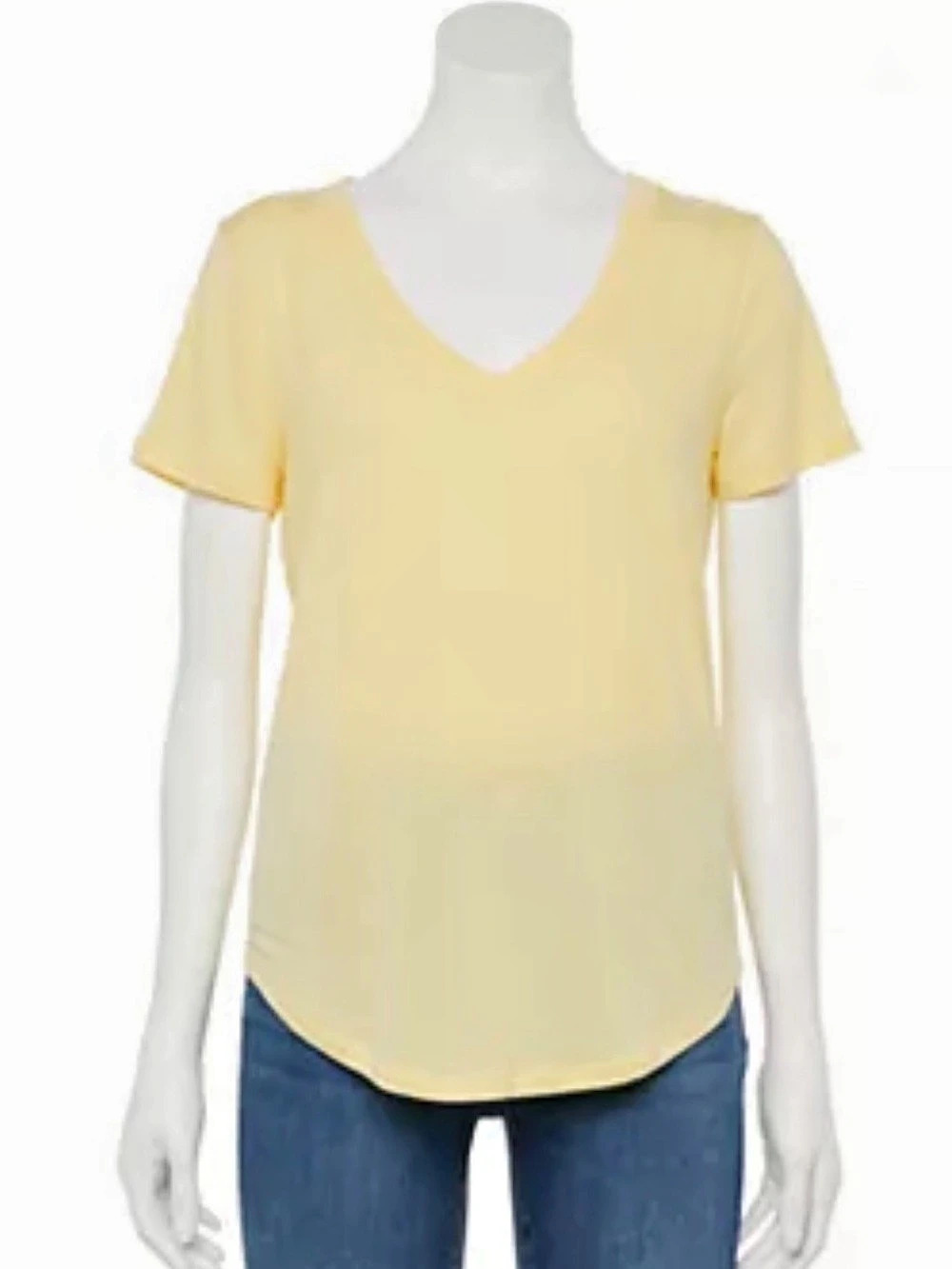 NWT Juniors So Women's Butter Yellow V-Neck Short Sleeve Tee NWT